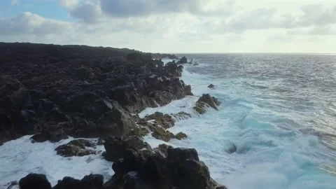 Waves splash on rocks Stock Footage 243204526