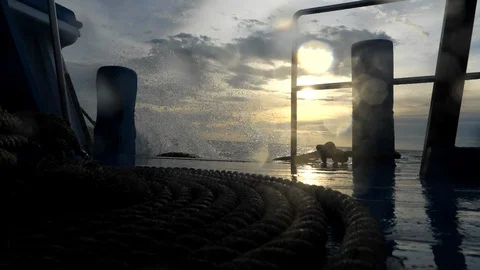 Waves splash sunset Video stock 96043215