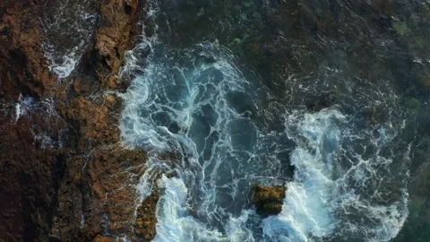 Waves Splashing And Foaming On Cliffs Stock Footage 189414529