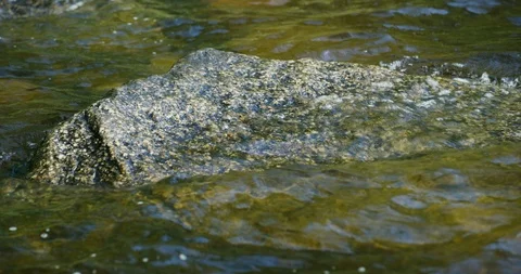 Waves splashing over the stone in a lake. Stock Footage 112113536