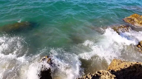 Waves splashing rocks - Beautiful beach Stock Footage 41251445