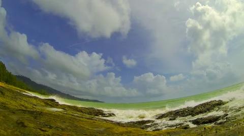 Waves splashing on the rocks. Stock Footage 40362445