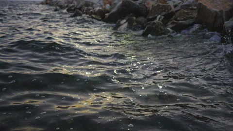 Waves splashing on rocks Stock Footage 213113154