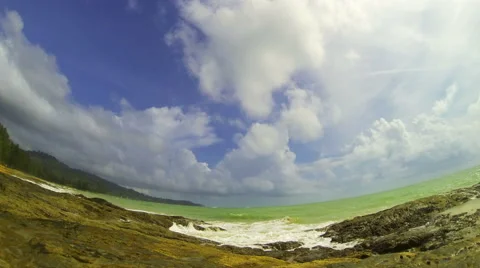 Waves splashing on the rocks. Time lapse. 4K Stock Footage 41560022