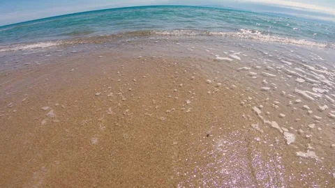Waves splashing sand beach in summer Stock Footage 315136856