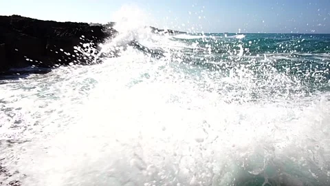 Waves splashing at the shore, slow motion Stock Footage 167312506