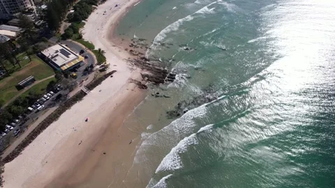 Waves Splashing On The Shore At Snapper Rocks In Coolangatta, Queensland Stock Footage 333658697