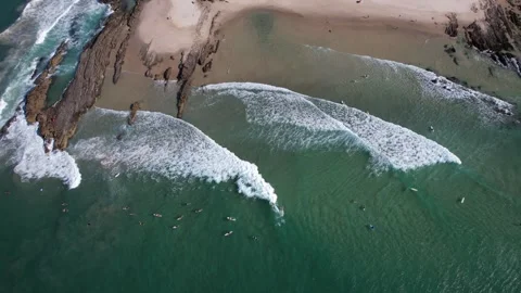 Waves Splashing On The Shore At Snapper Rocks In Coolangatta, Queensland Stock Footage 333663478