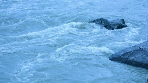 Waves, spray and foam, river Katun in Altai mountains. Siberia, Russia Stock Footage 130661191