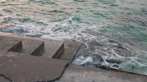 Waves on the stair beach Stock Footage 234307339