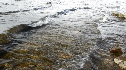 Waves on the stony shore 動画素材 48904251