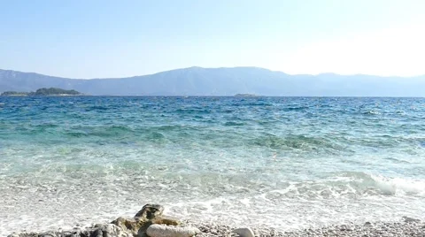 Waves Strike on the Beach Stock Footage 54911479
