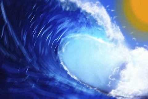 Waves &amp; sun painting abstraction background Stock Illustration