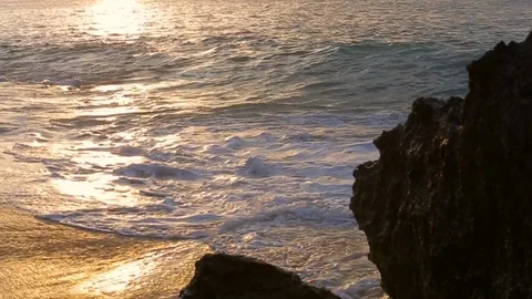 Waves at sunset (Bali) Stock Footage 98516426