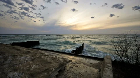 Waves at sunset Stock Footage 3174181