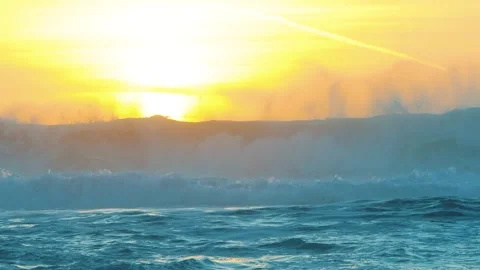 Waves on sunset Stock Footage 260058012
