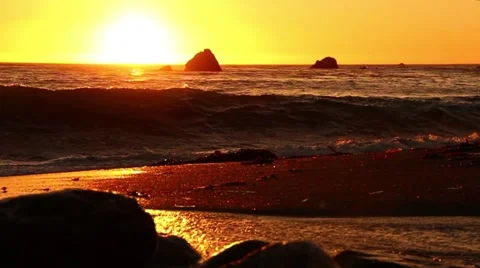 Waves in the Sunset - Trickling Stream 2 Stock Footage 49783215