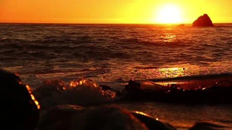 Waves in the Sunset - Trickling Stream 3 Stock Footage 49783196