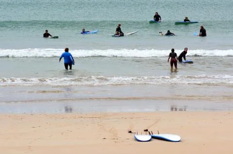 Waves surf school Stock Photos