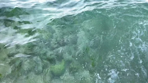 Waves surface on beach bottom Stock Footage 295579526