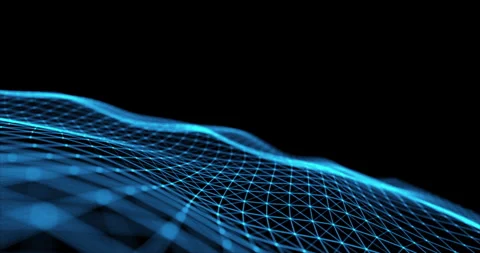 Waves on the surface of a plexus of white dots and lines Stock Footage 257379983