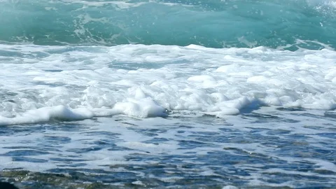 Waves surging towards beach, Sardinia, Italy Stock Footage 92570858