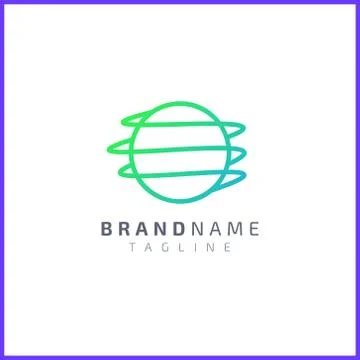 Waves surround the earth. Unique and simple logo design. Stock Illustration