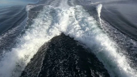 Waves at the tail of a motor boat Stock Footage