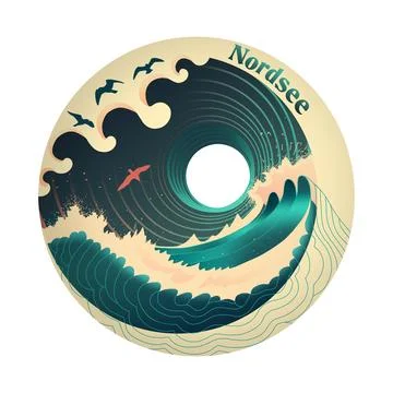 Waves with text: North Sea Stock Illustration