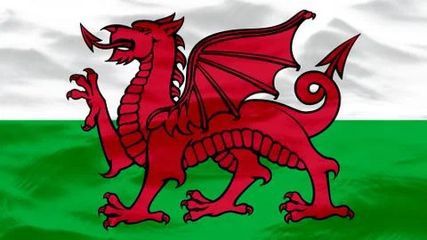 Waves Texture On Wales Flag Stock Illustration