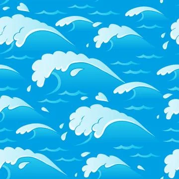 Waves theme seamless background - illustration. Stock Illustration