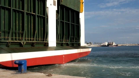 Waves from the thrusters of a ferry boat Stock Footage 116618851