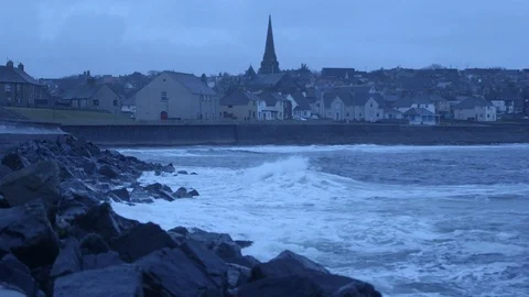 Waves in Thurso Stock Footage 125037413