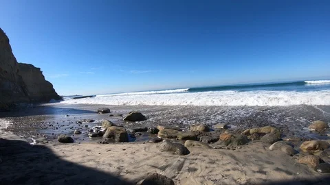 Waves at Torrey Pines State Park beach, San Diego, California timelapse Stock Footage 102964206