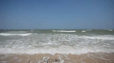 Waves Touching Sandy Beach in Thailand Stock Footage 37272482