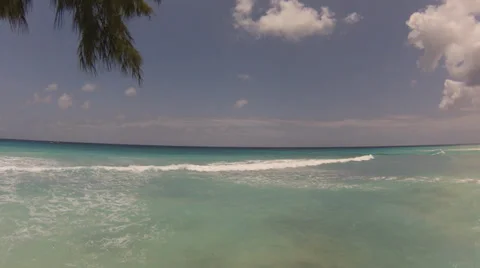 Waves on a turquoise ocean in barbados Stock Footage 39395380