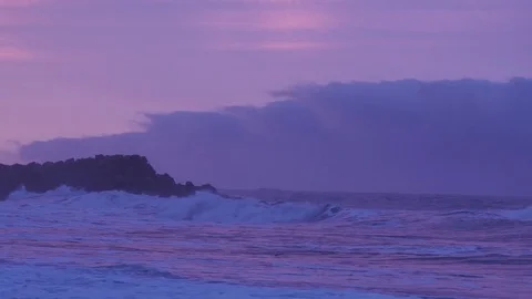 Waves in twillight Stock Footage 78268133