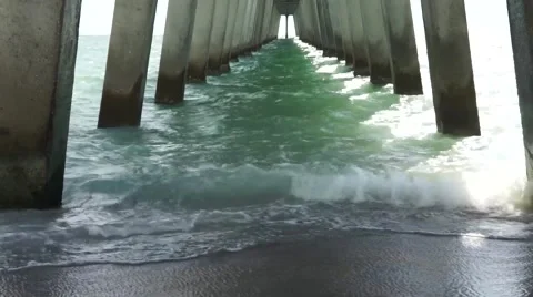 Waves Under Pier Stock Footage 40615352