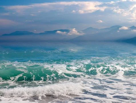 Waves under a sky Stock Photos