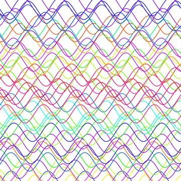 Waves in various colors on a white background ideal as a concept of oscilla.. Stock Photos