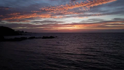 Waves With View Of Sunset At Ocean. Tenerife Stock Footage 243674218