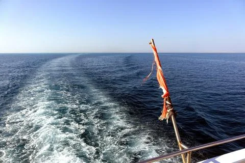 Waves Wake From a Yacht Sailing in the Red Sea at an Egyptian Resort With a.. Stock Photos