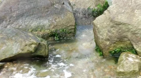 The waves wash the coastal rocks Stock Footage 41345147