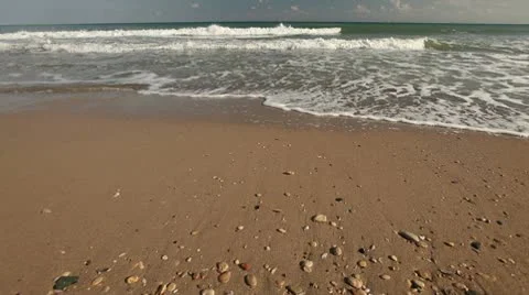 Waves Wash Shore Sands Stock Footage 8994009