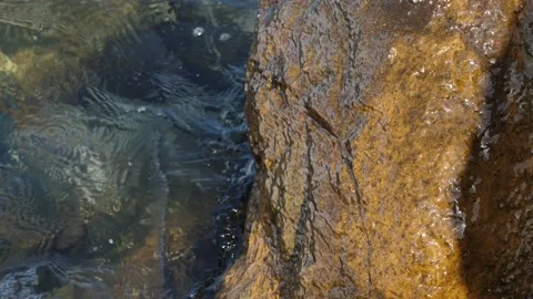 The waves washed over the rocks on the shore. Blue clear water surface 動画素材 153742640