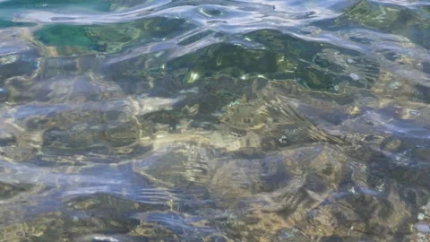 The waves washed over the rocks on the shore. Blue clear water surface 動画素材 153745487