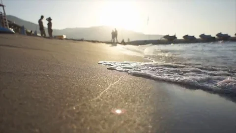 Waves washed the sandy shores Stock Footage 69243442
