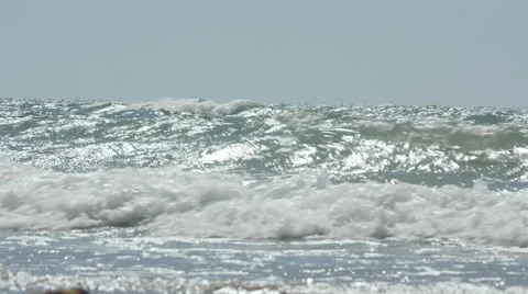 Waves washing ashore in summer Stock Footage 53823474