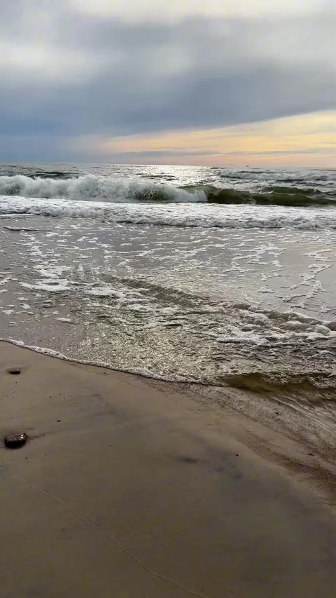 Waves washing white sandy beach Stock Footage 317544067