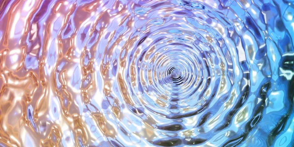 Waves in wate reflections on surface 3d render illustration background Stock Illustration